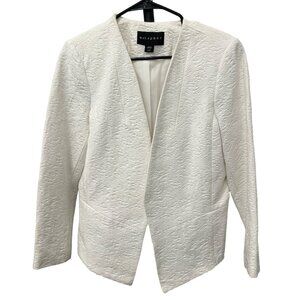 Metaphor Womens White Textured Single Button Blazer Jacket Sz L